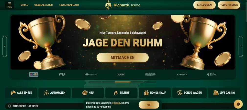 Richard Casino – Hol dir bis zu 5.000 € Bonus und 500 Freispiele